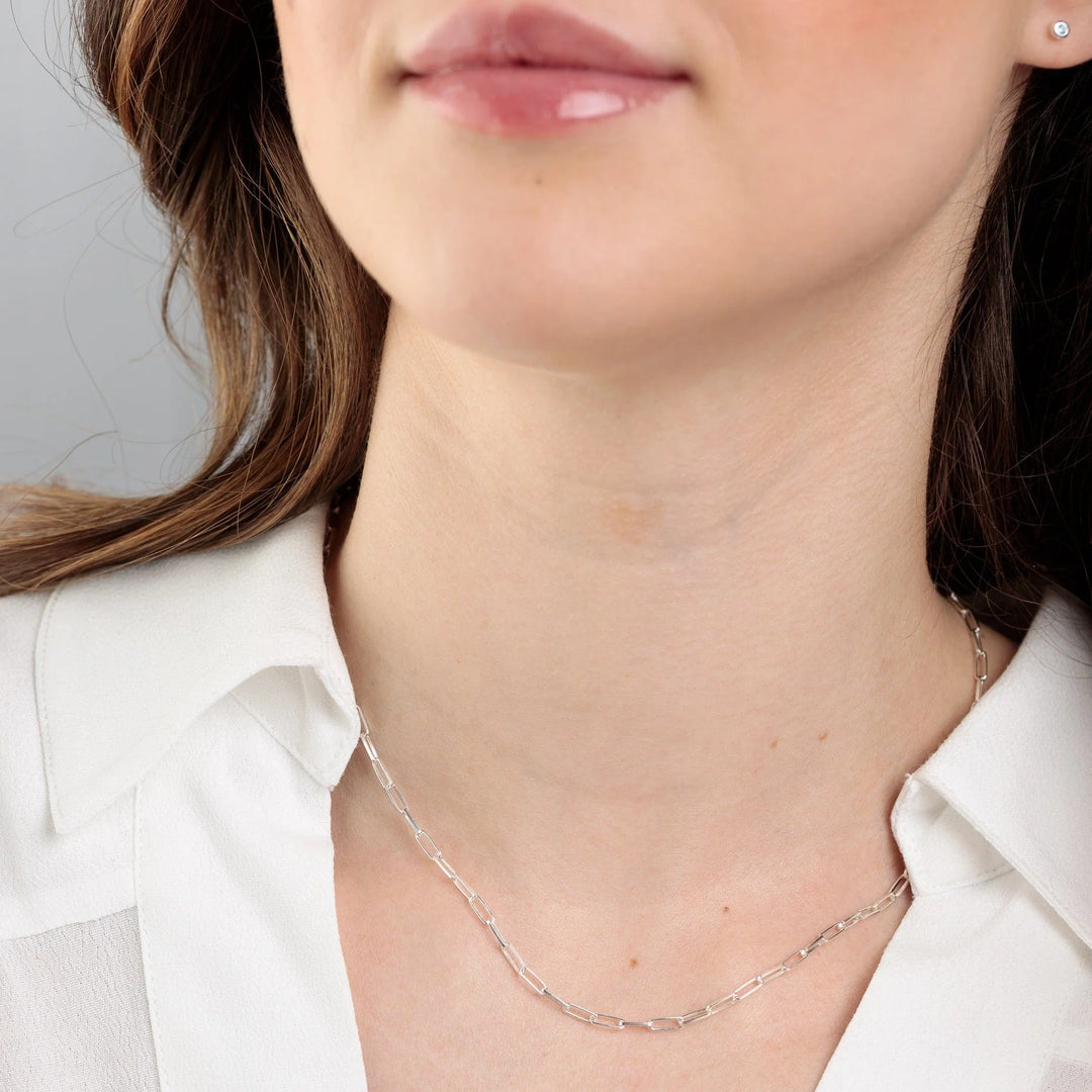 Silver Box Link Chain Necklace CHSBL