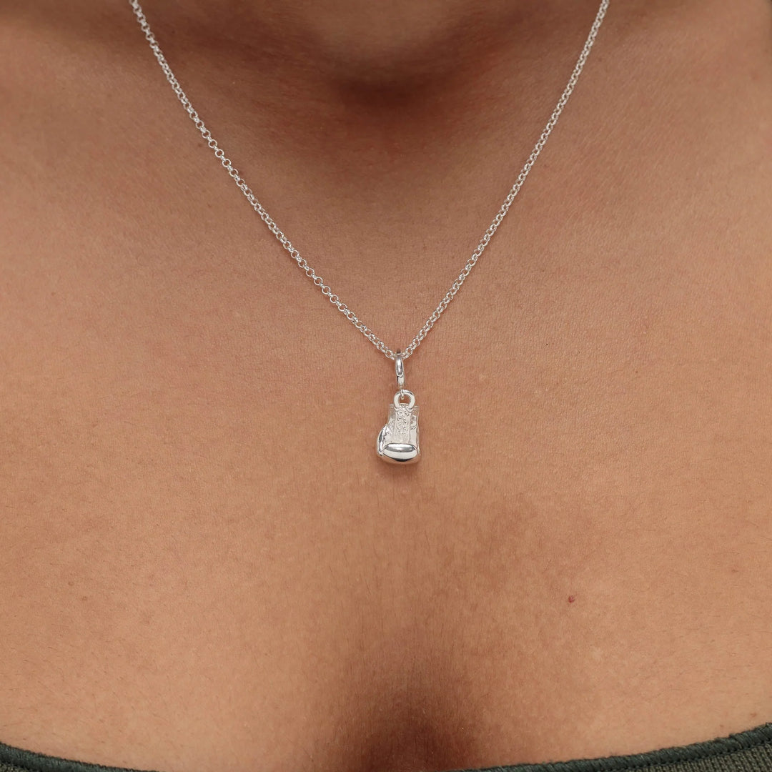 Silver Boxing Glove Necklace CNSBOX-1