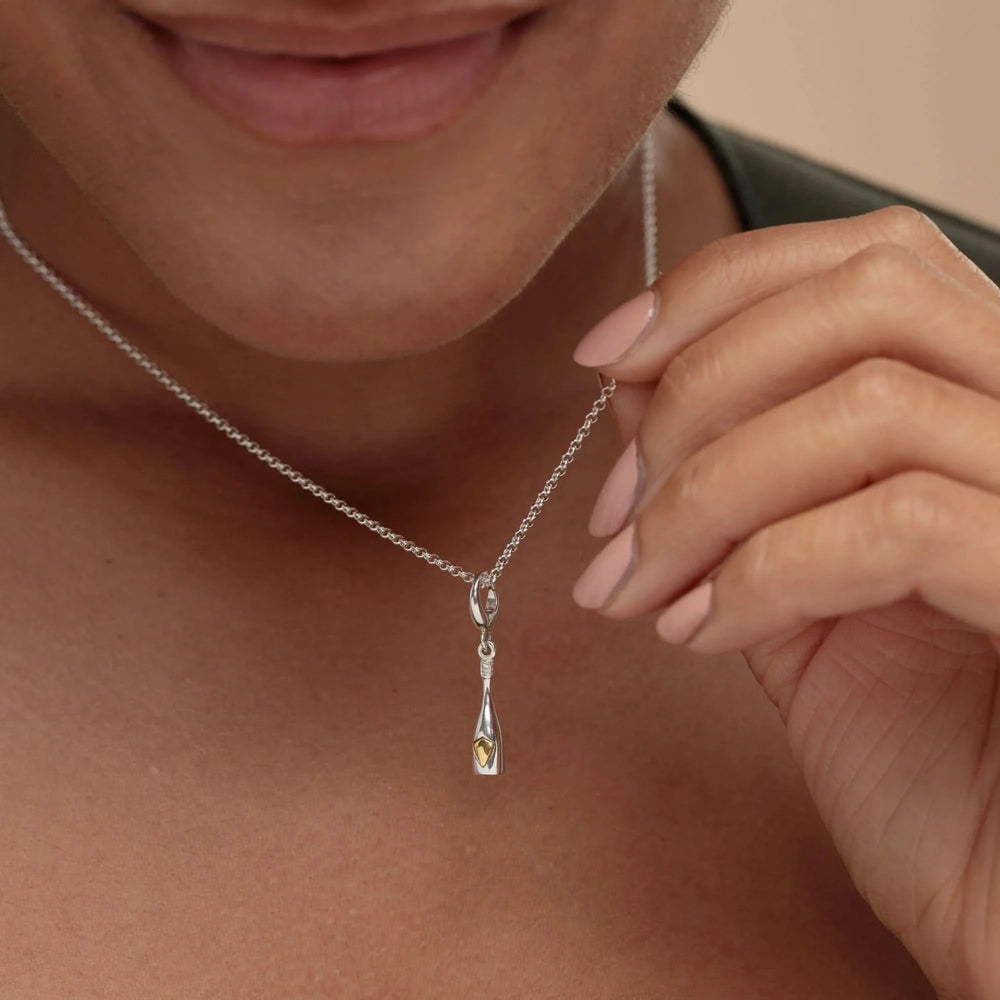 Silver Champagne Bottle Charm CSCHB