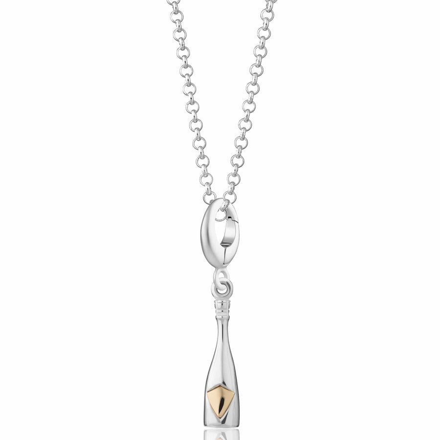 Silver Champagne Bottle Necklace CNSCHB-1