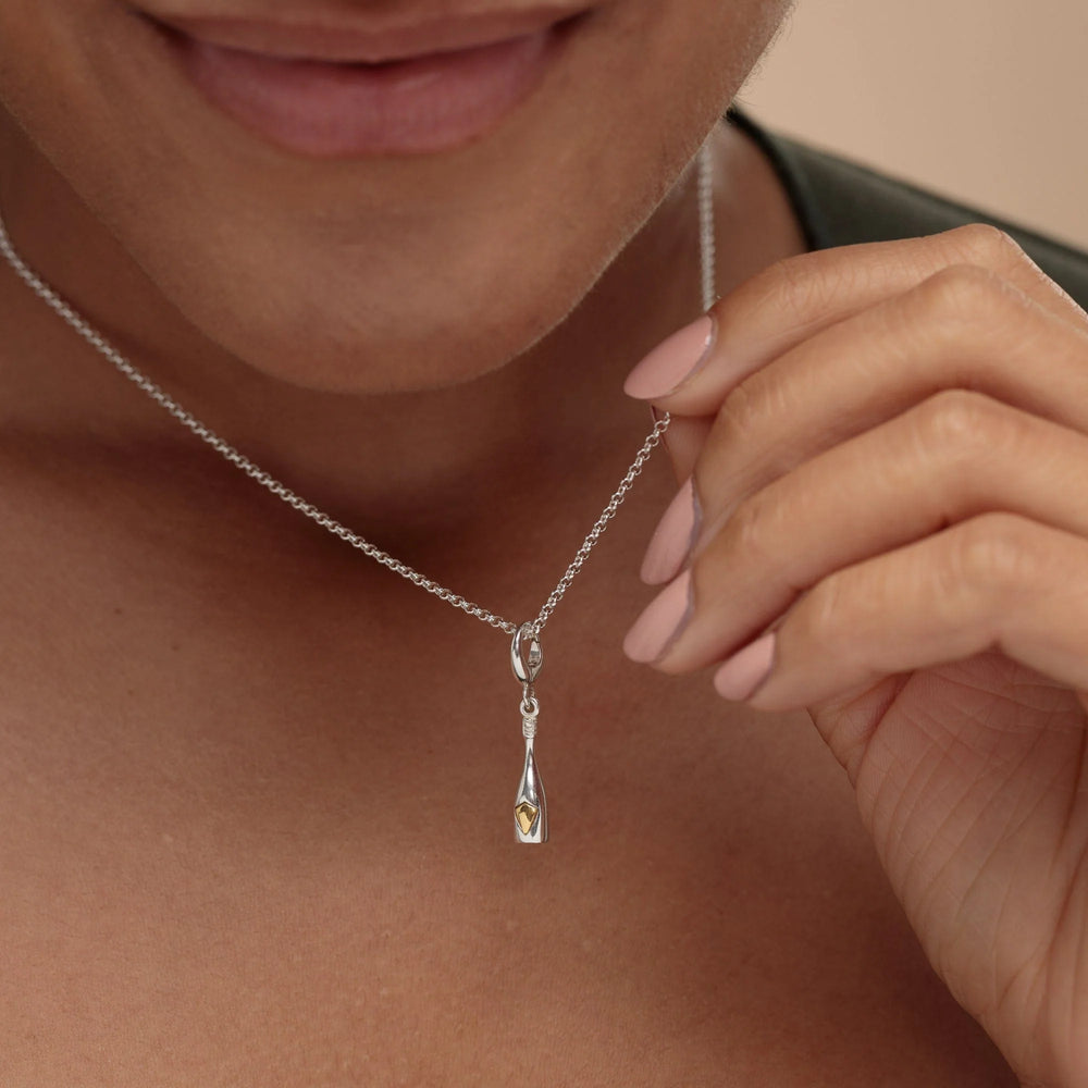 Silver Champagne Bottle Necklace CNSCHB-1