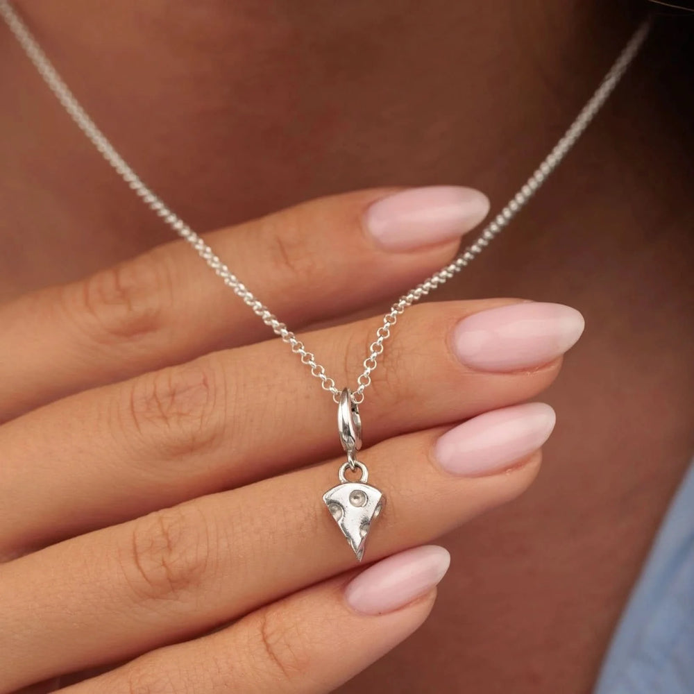 Silver Cheese Slice Charm CSCHS