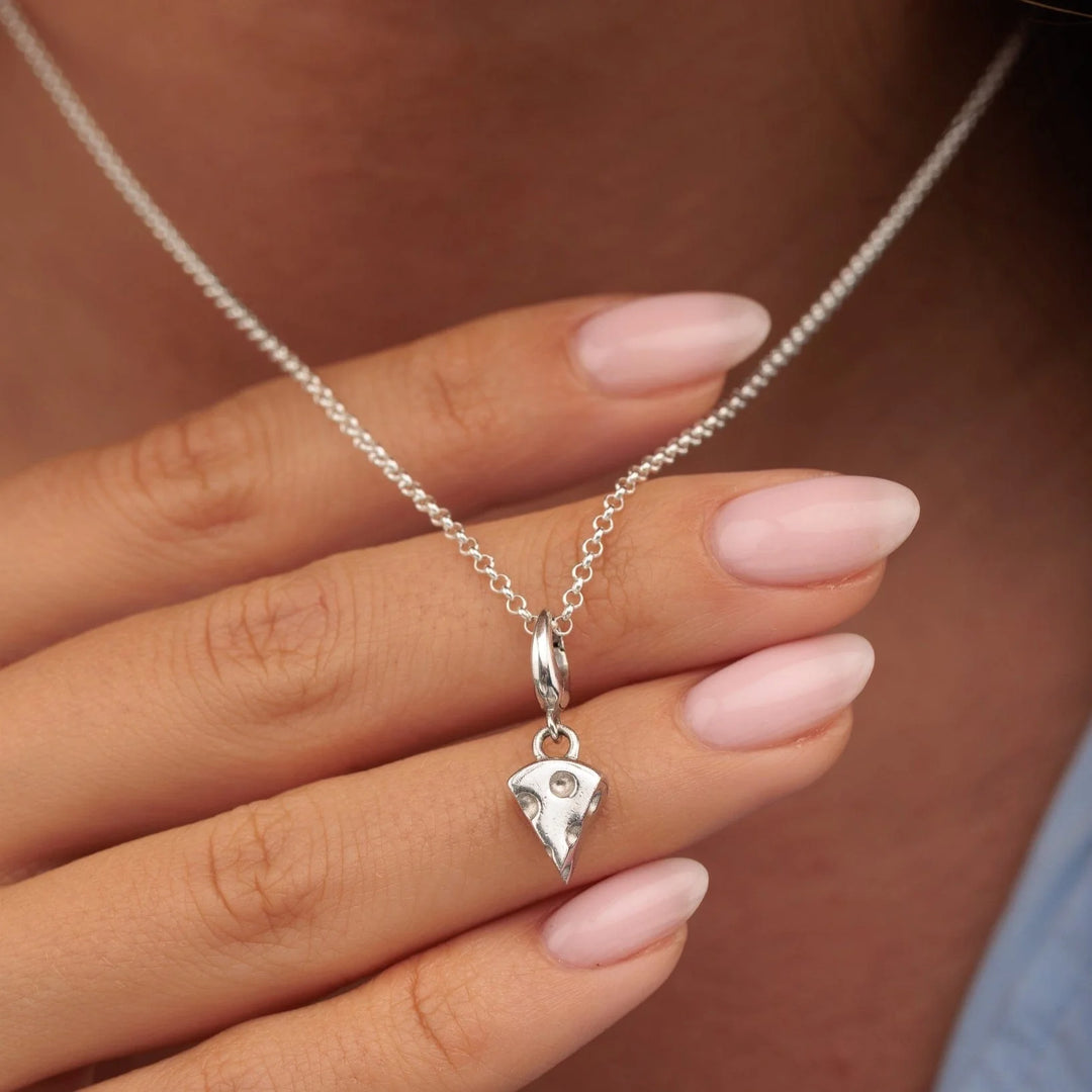 Silver Cheese Slice Necklace CNSCHS-1