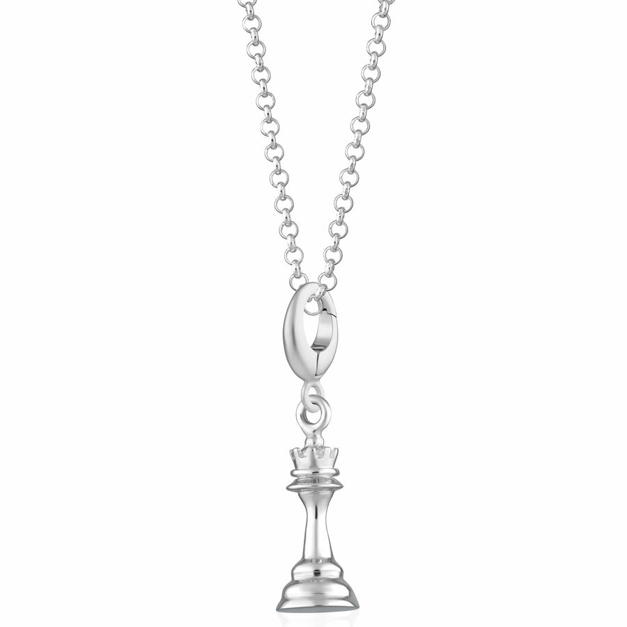 Silver Chess Piece Necklace CNSQC-1