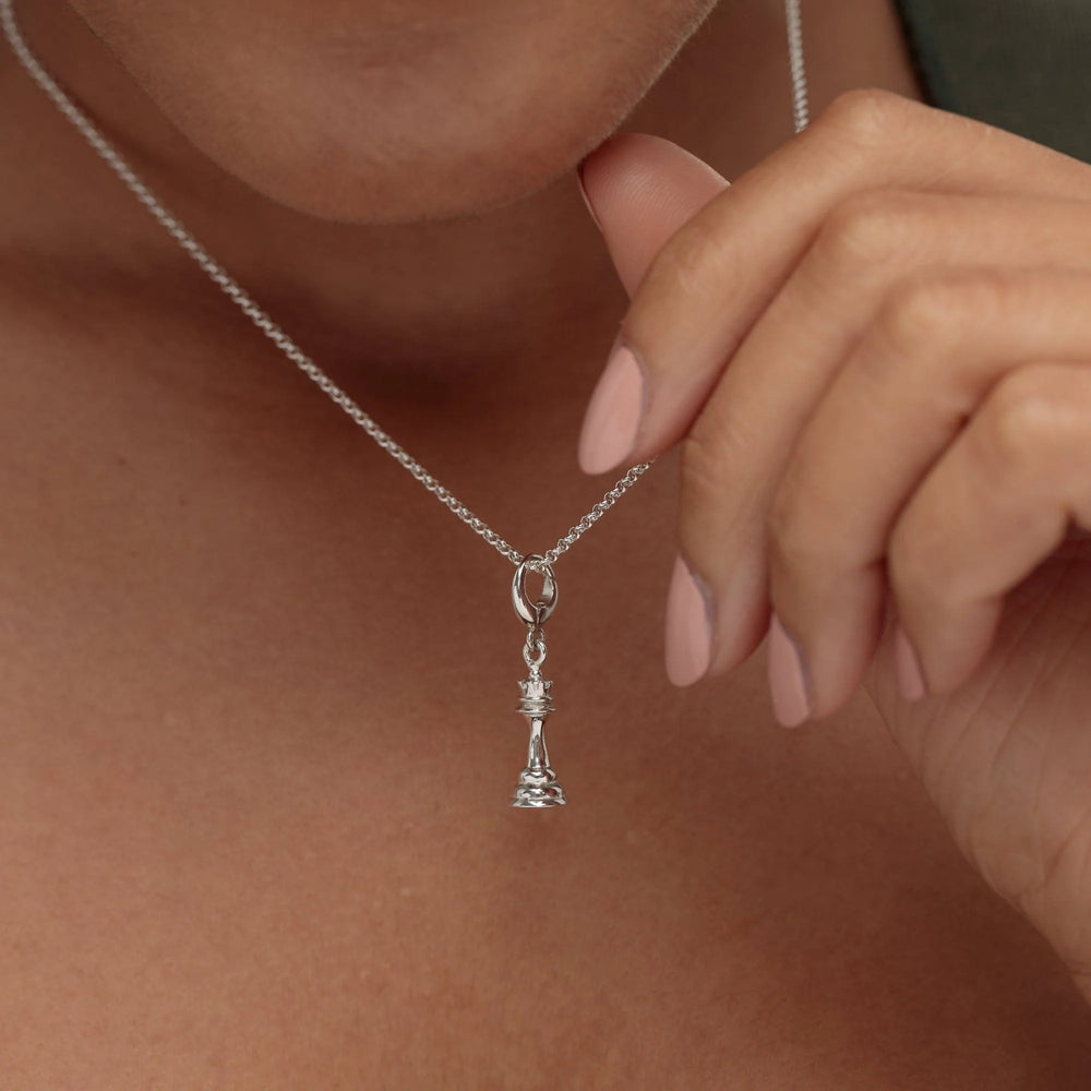Silver Chess Piece Necklace CNSQC-1