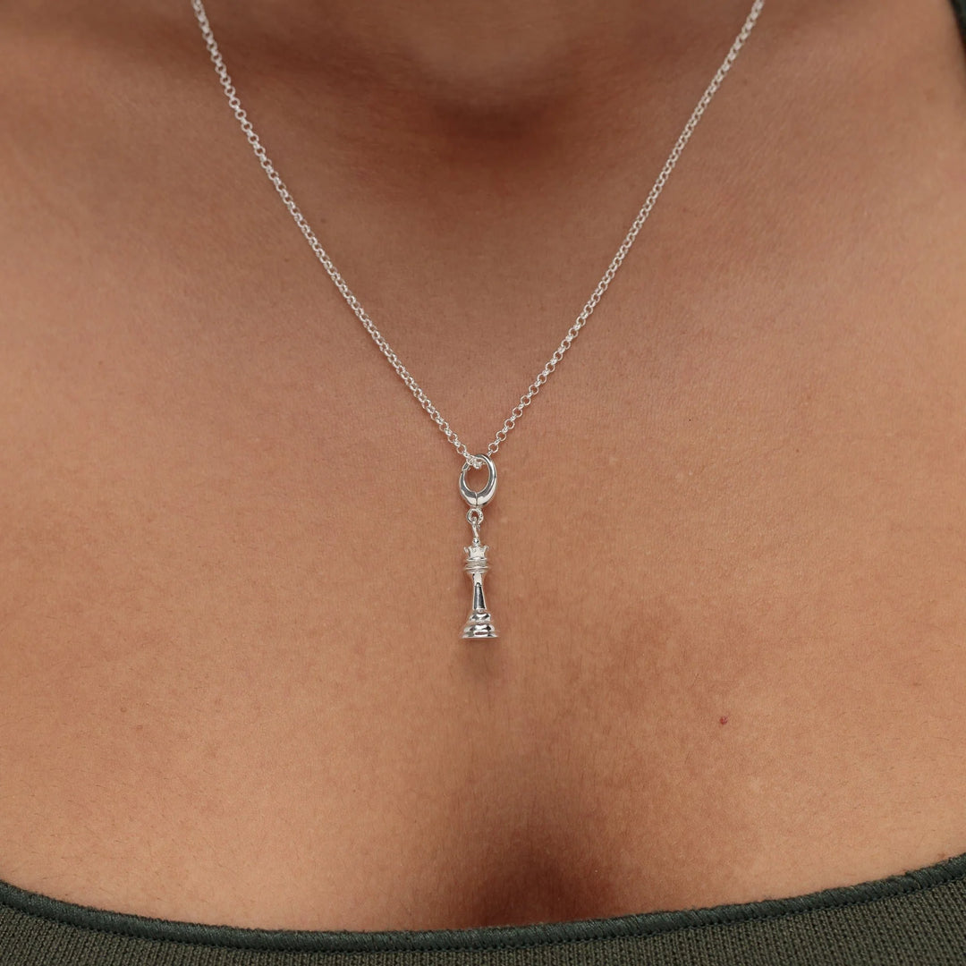 Silver Chess Piece Necklace CNSQC-1