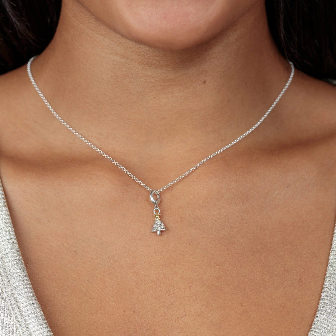 Silver Christmas Tree Necklace CNSXM-1