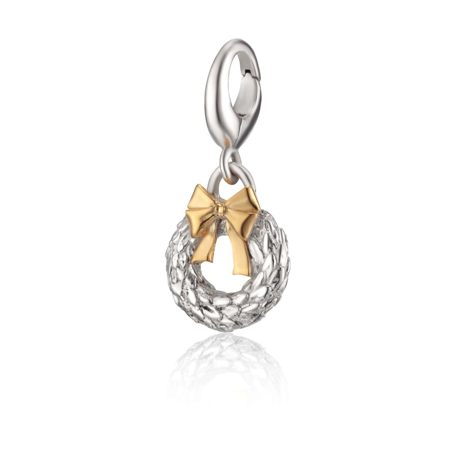 Silver Christmas Wreath Charm CSWRTH