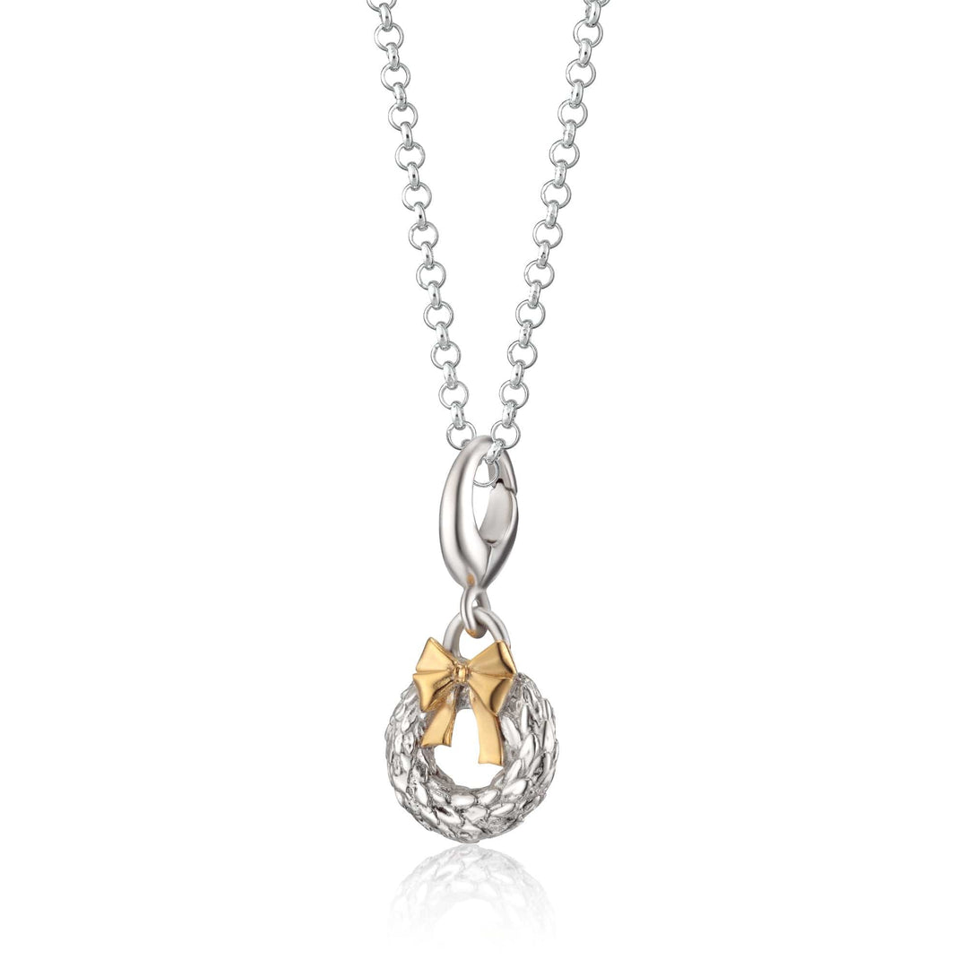 Silver Christmas Wreath Necklace CNSWRTH-1