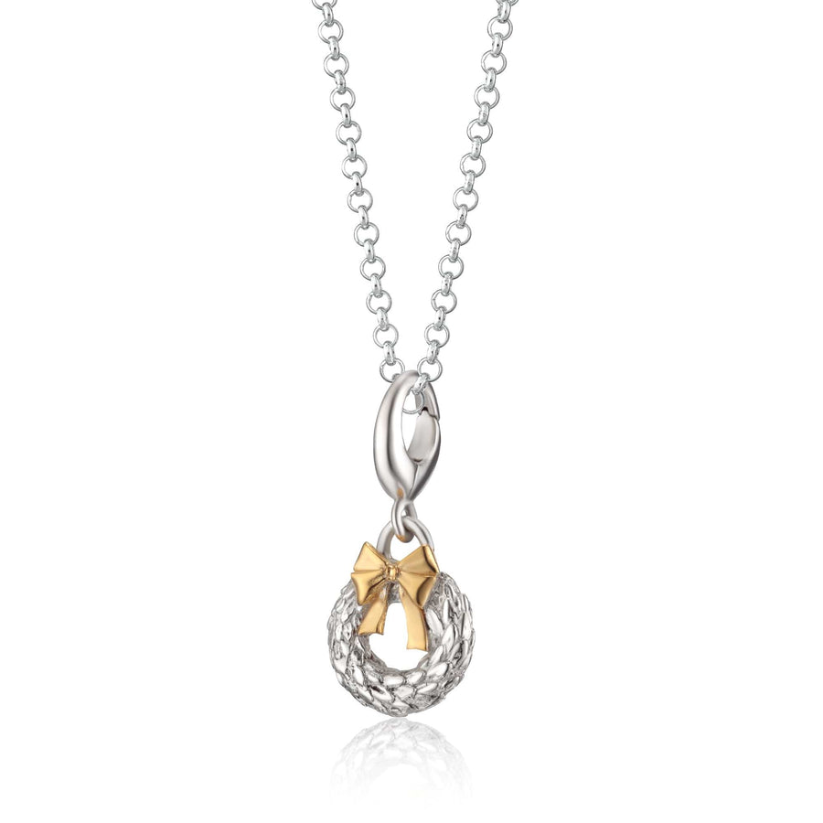 Silver Christmas Wreath Necklace CNSWRTH-1