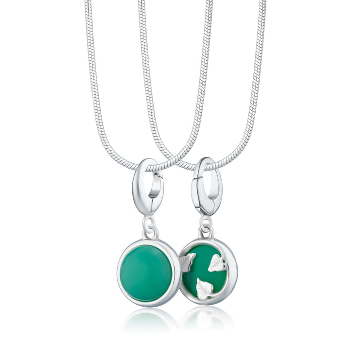 Silver Chrysoprase Healing Stone Happiness Necklace CNSHSCY-SNAKE-1