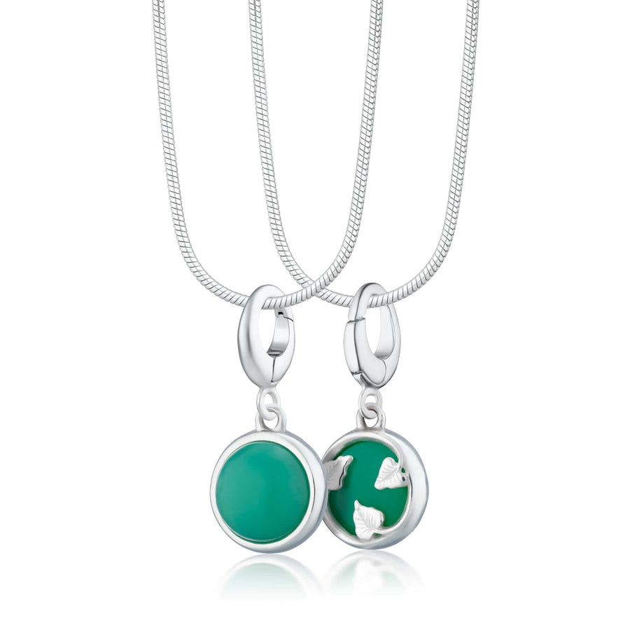 Silver Chrysoprase Healing Stone Happiness Necklace CNSHSCY-SNAKE-1