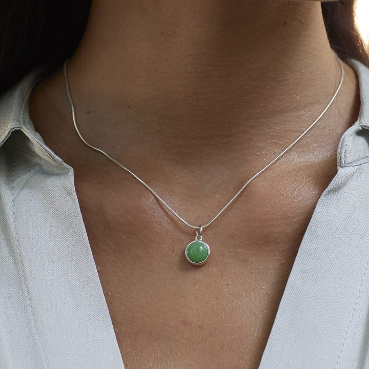 Silver Chrysoprase Healing Stone Happiness Necklace CNSHSCY-SNAKE-1