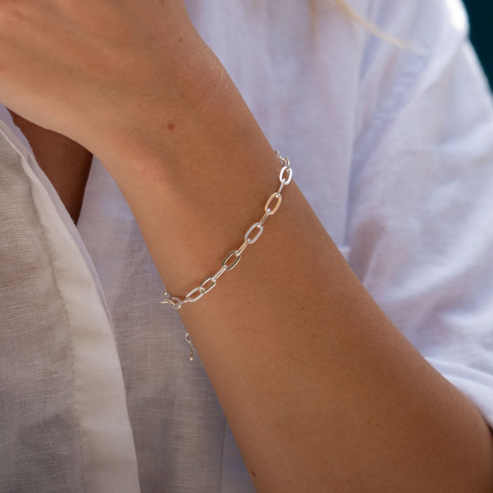 Silver Chunky Oval Link Charm Bracelet CBRSCNKOV