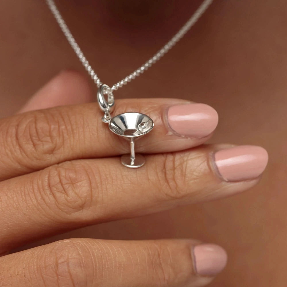 Silver Cocktail Glass Charm CSCG