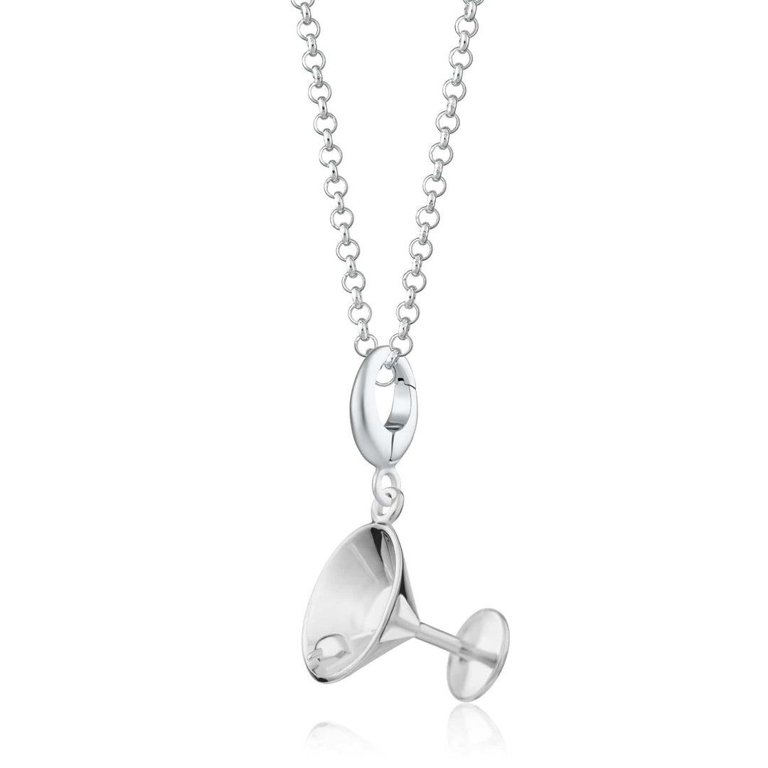 Silver Cocktail Glass Necklace CNSCG-1