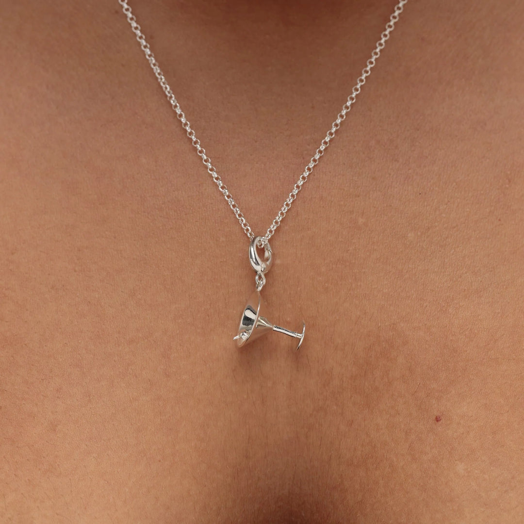 Silver Cocktail Glass Necklace CNSCG-1