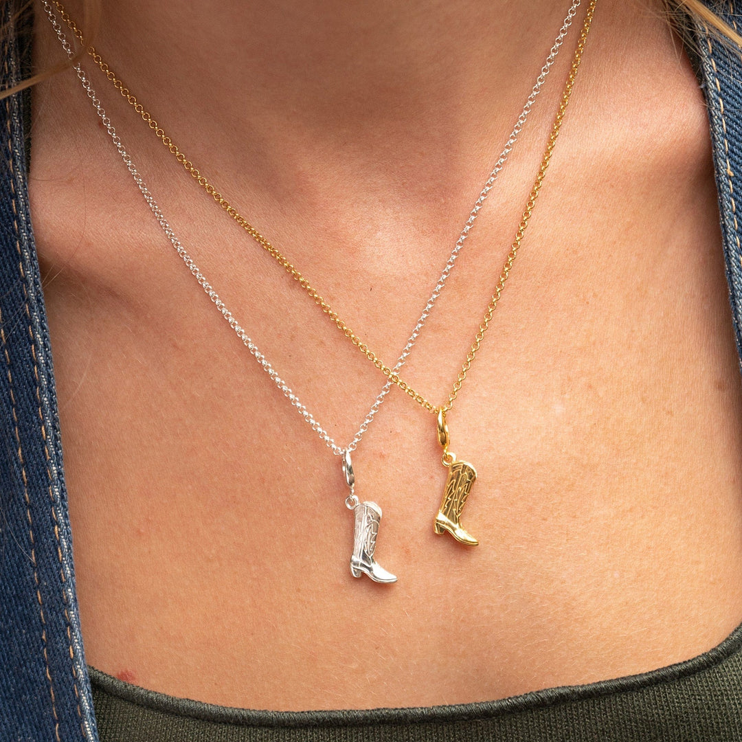 Silver Cowboy Boot Necklace CNSCOBO-1