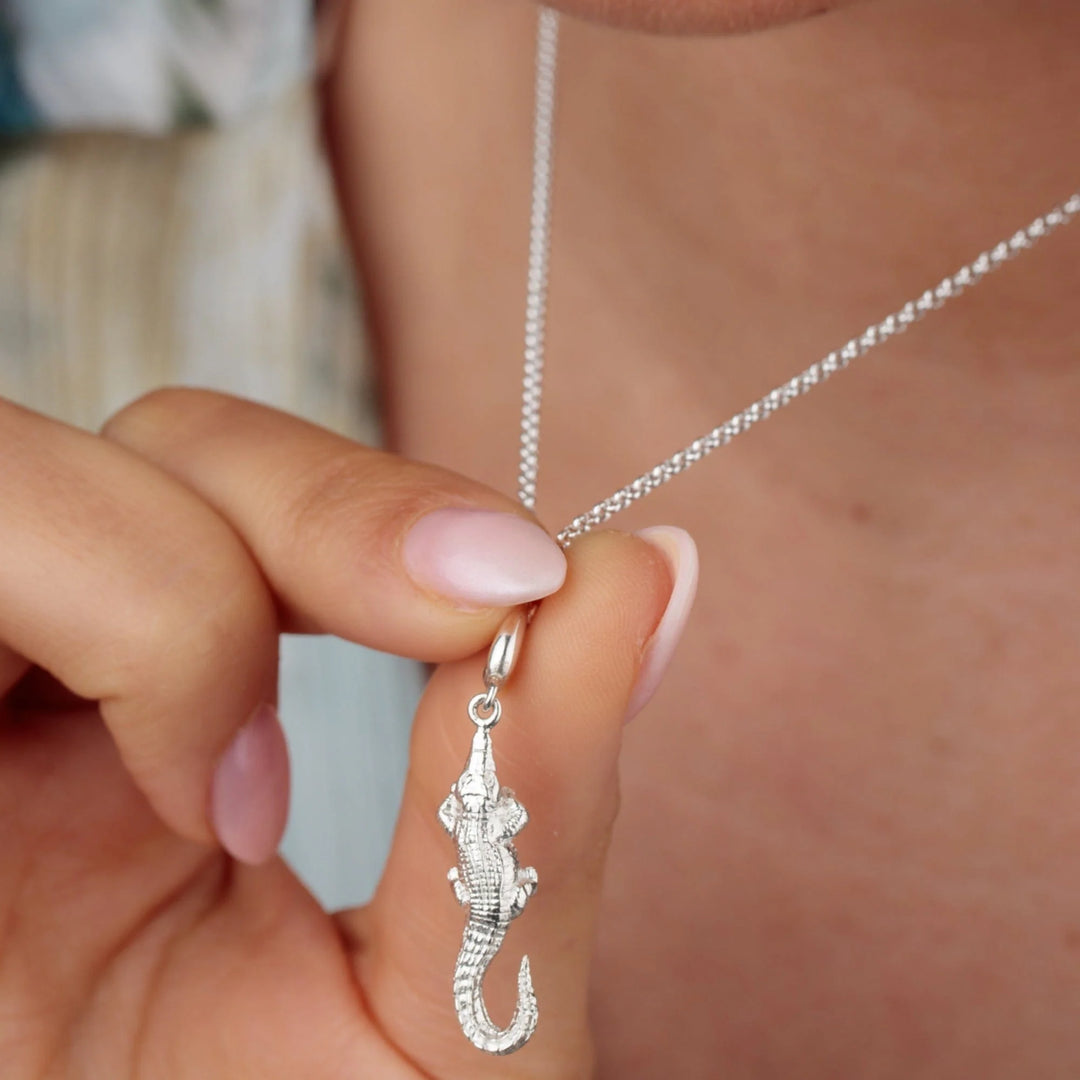 Silver Crocodile Necklace CNSCRO-1