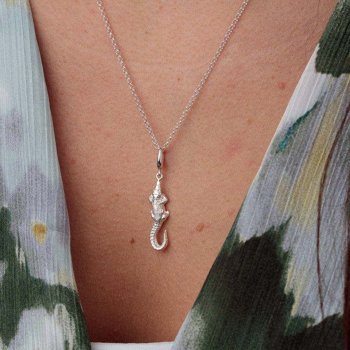 Silver Crocodile Necklace CNSCRO-1