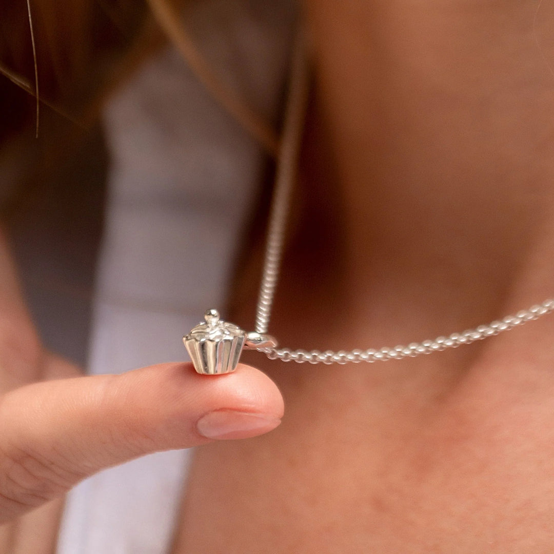 Silver Cupcake Necklace CNSCC-1