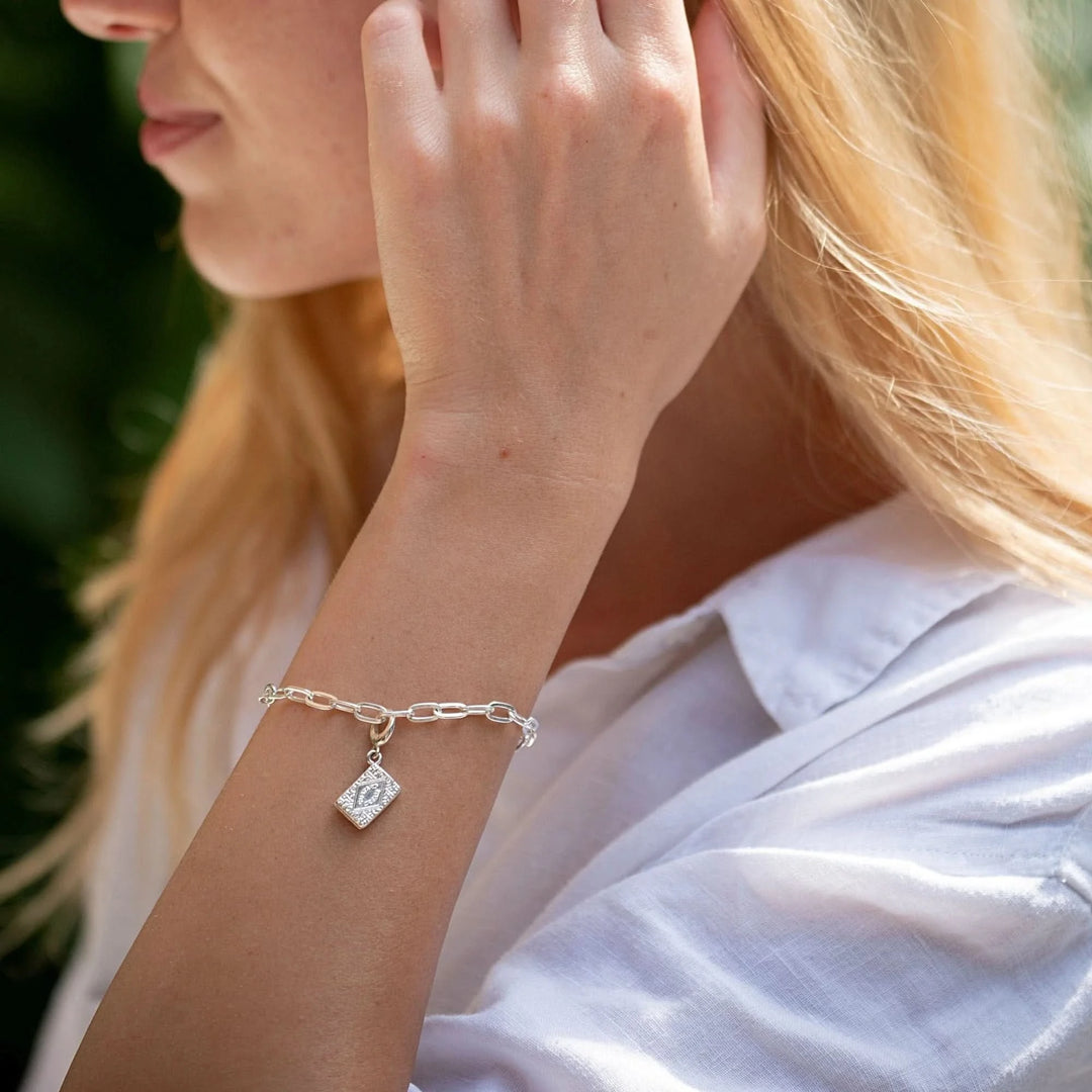 Silver Chunky Oval Link Charm Bracelet CBRSCNKOV
