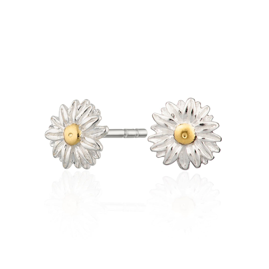 Silver Daisy Stud Earrings SESDSY