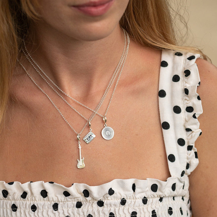 Silver Electric Guitar Necklace CNSEG-1