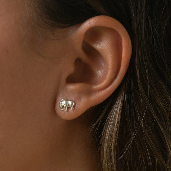 Silver Elephant Stud Earrings SESEL