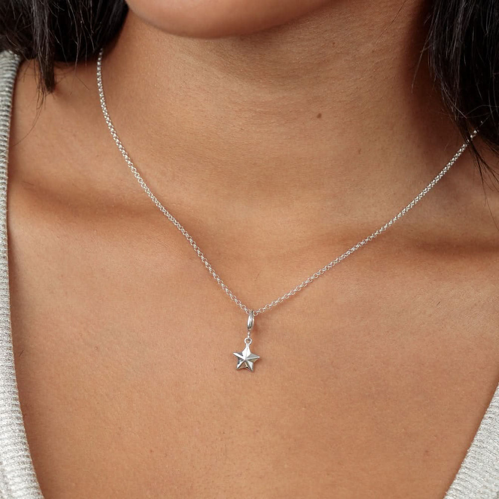 Silver Faceted Star Charm CSFST