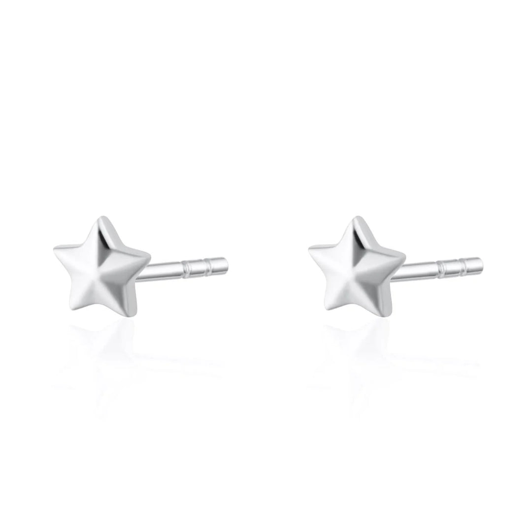 Silver Faceted Star Stud Earrings SESFSS