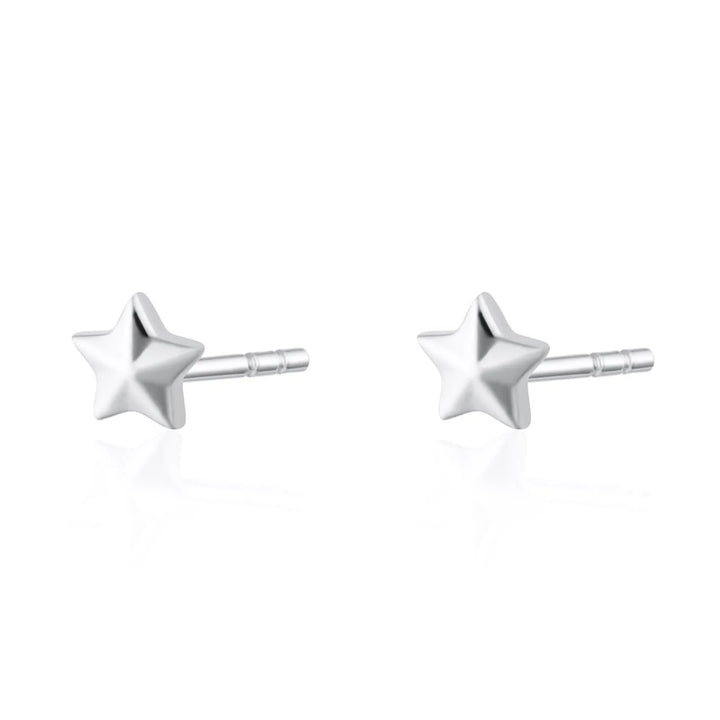Silver Faceted Star Stud Earrings SESFSS