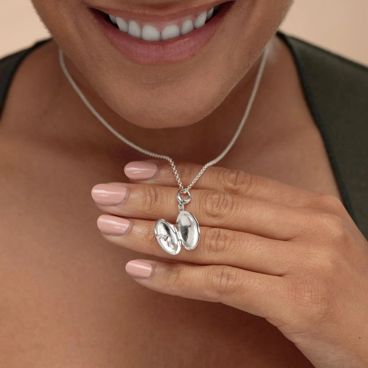 Silver Flaming Heart Locket Necklace CNSFLH-1