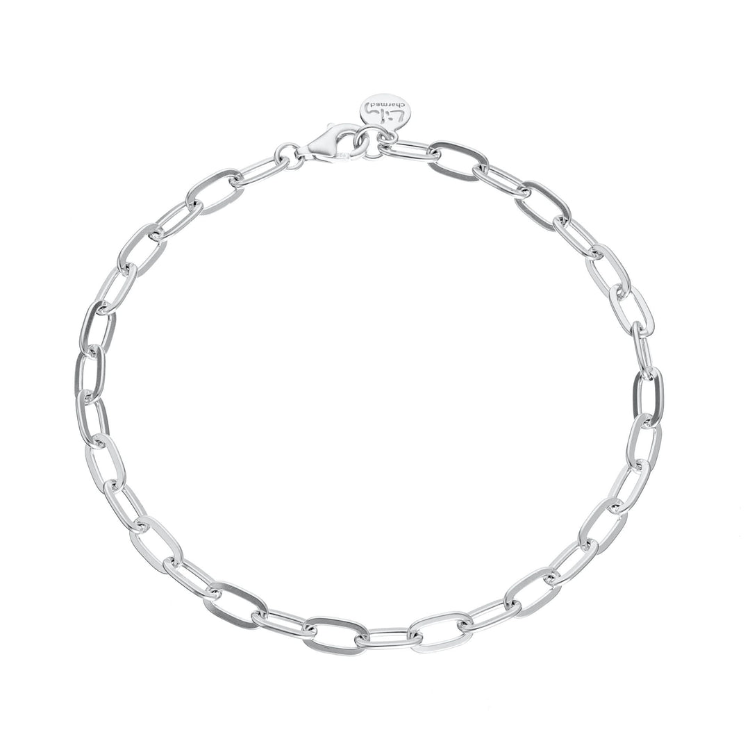 Silver Oval Link Charm Bracelet CBRSOVAL