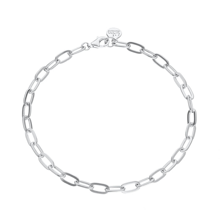 Silver Oval Link Charm Bracelet CBRSOVAL