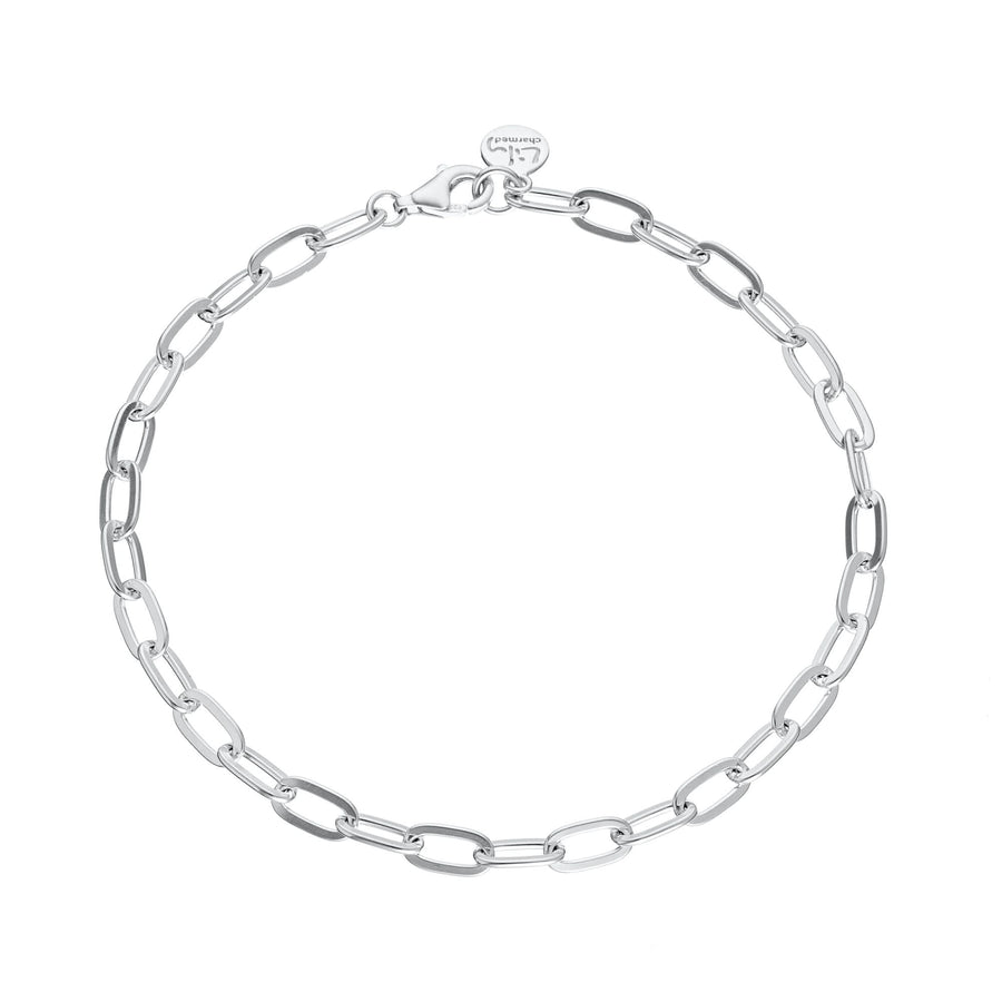 Silver Oval Link Charm Bracelet CBRSOVAL