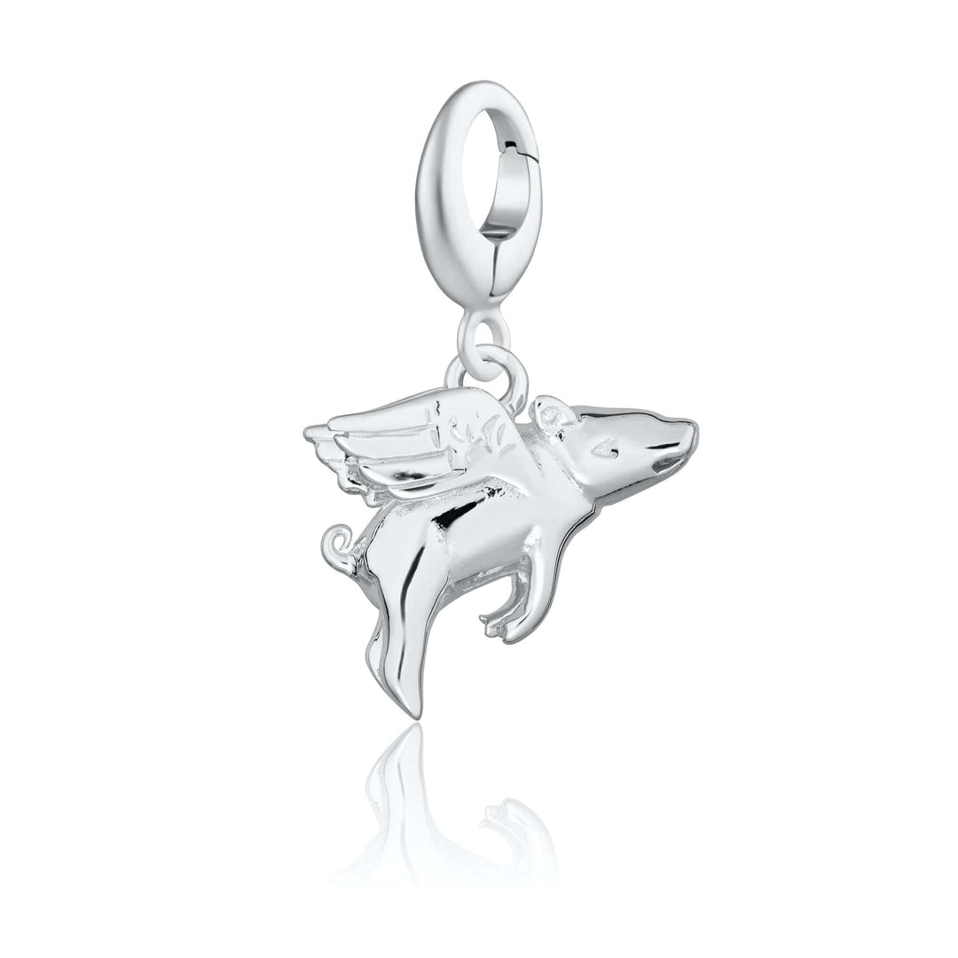 Silver Flying Pig Charm CSFP