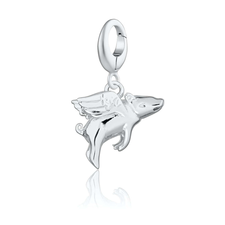 Silver Flying Pig Charm CSFP