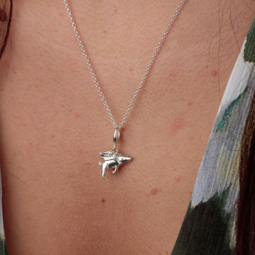 Silver Flying Pig Charm CSFP