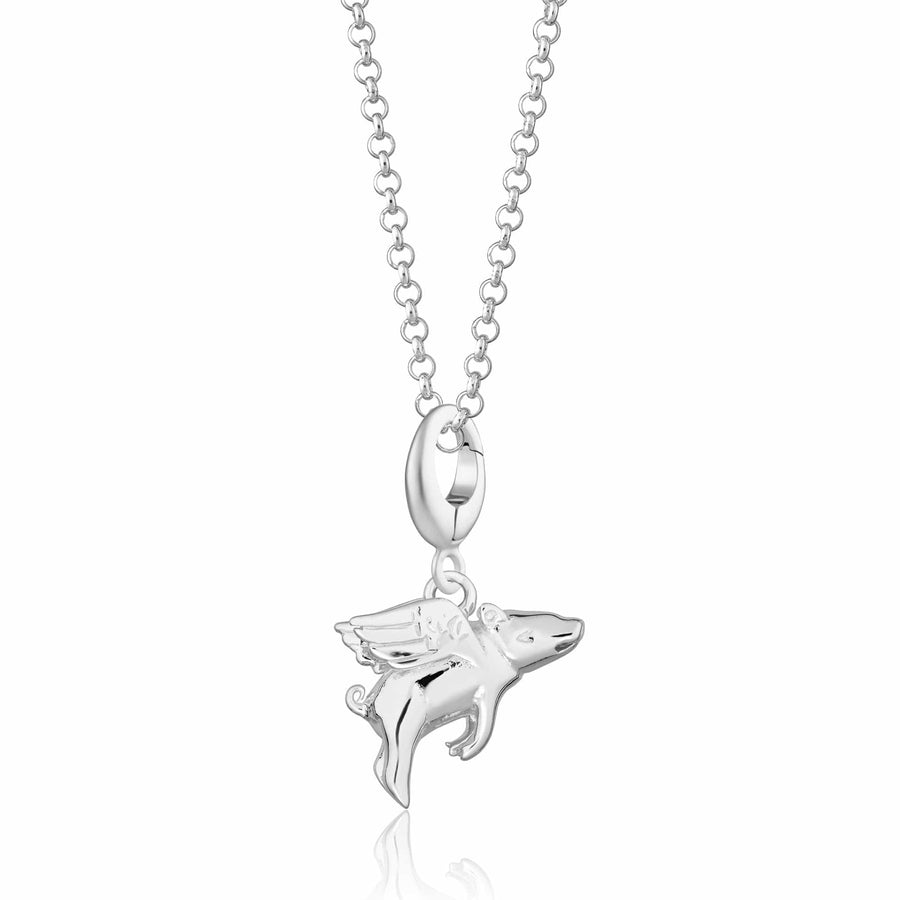 Silver Flying Pig Necklace CNSFP-1