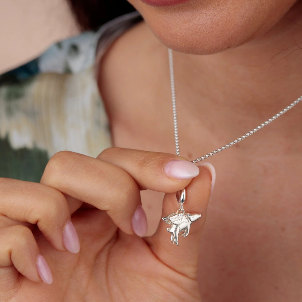 Silver Flying Pig Necklace CNSFP-1