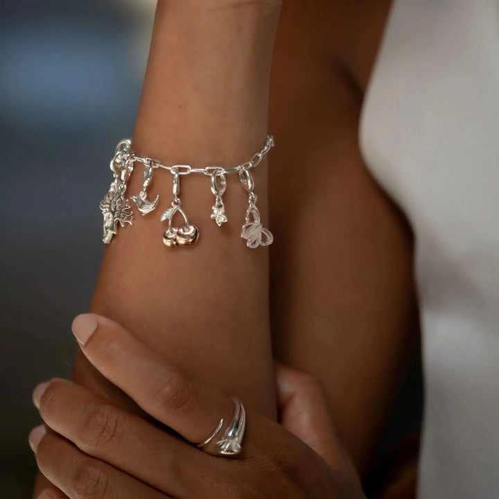 Silver Forget Me Not Flower Charm CSFMN