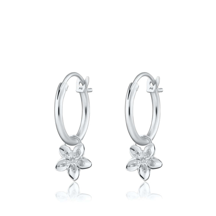 Silver Forget Me Not Flower Charm Hoop Earrings CHECSFMN-MINI