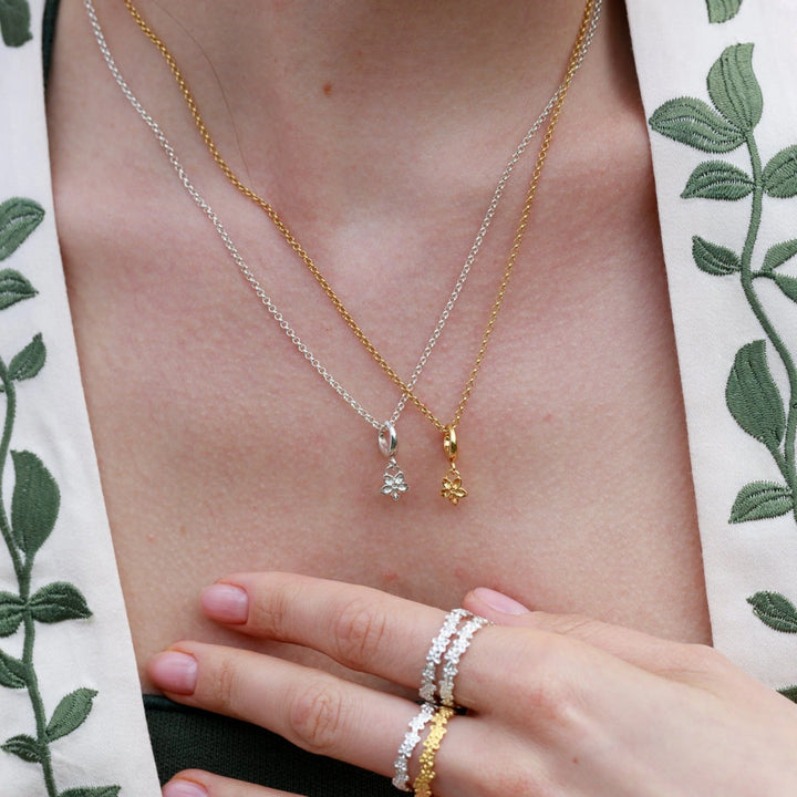 Silver Forget Me Not Flower Necklace CNSFMN-1