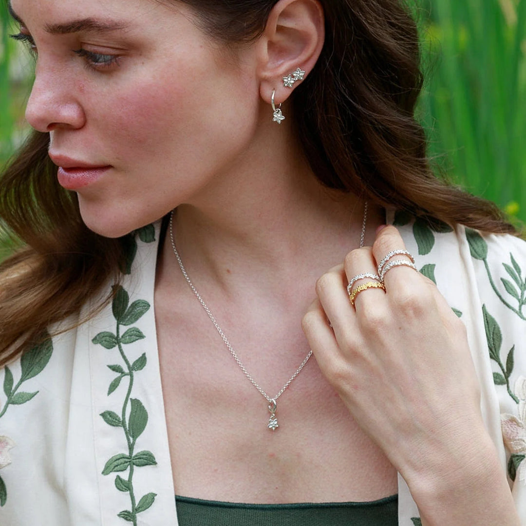 Silver Forget Me Not Flower Necklace CNSFMN-1