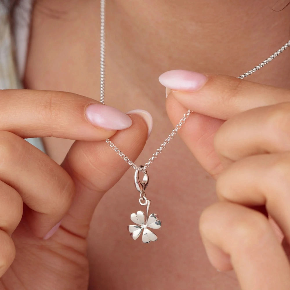 Silver Four Leaf Clover Charm CS4C