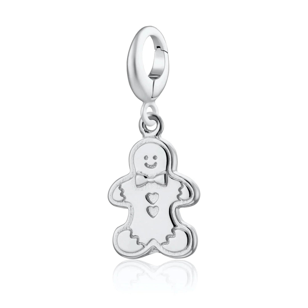 Silver Gingerbread Man Biscuit Charm CSGB