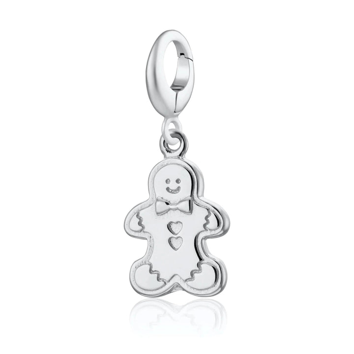 Silver Gingerbread Man Biscuit Charm CSGB