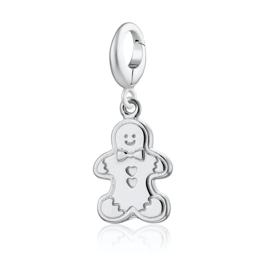 Silver Gingerbread Man Biscuit Charm CSGB