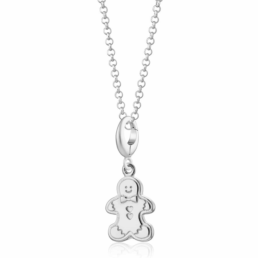 Silver Gingerbread Man Necklace CNSGB-1